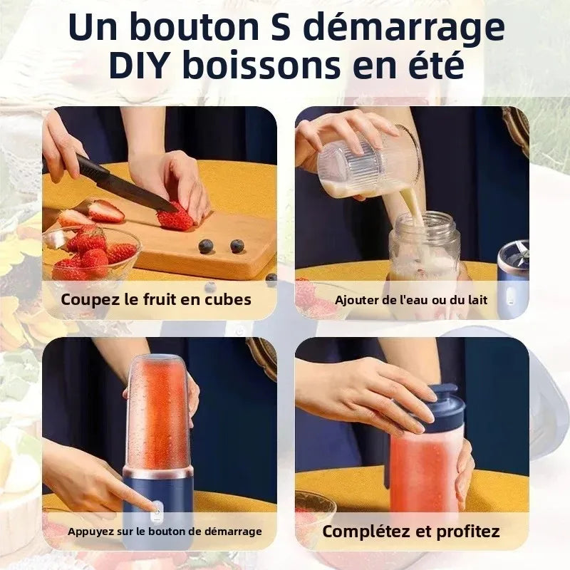 Frullatore portatile elettrico da viaggio, spremiagrumi per frullati e frappè.