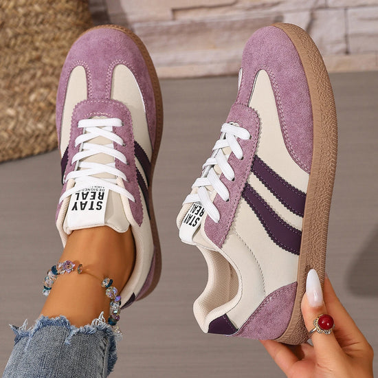 Scarpa Donna Casual Patchwork Leather Sneakers Women