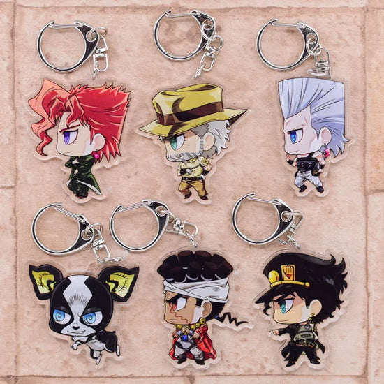 Portachiavi di Jojo, 6 modelli, in acrilico, con personaggi dei cartoni animati, accessori anime.